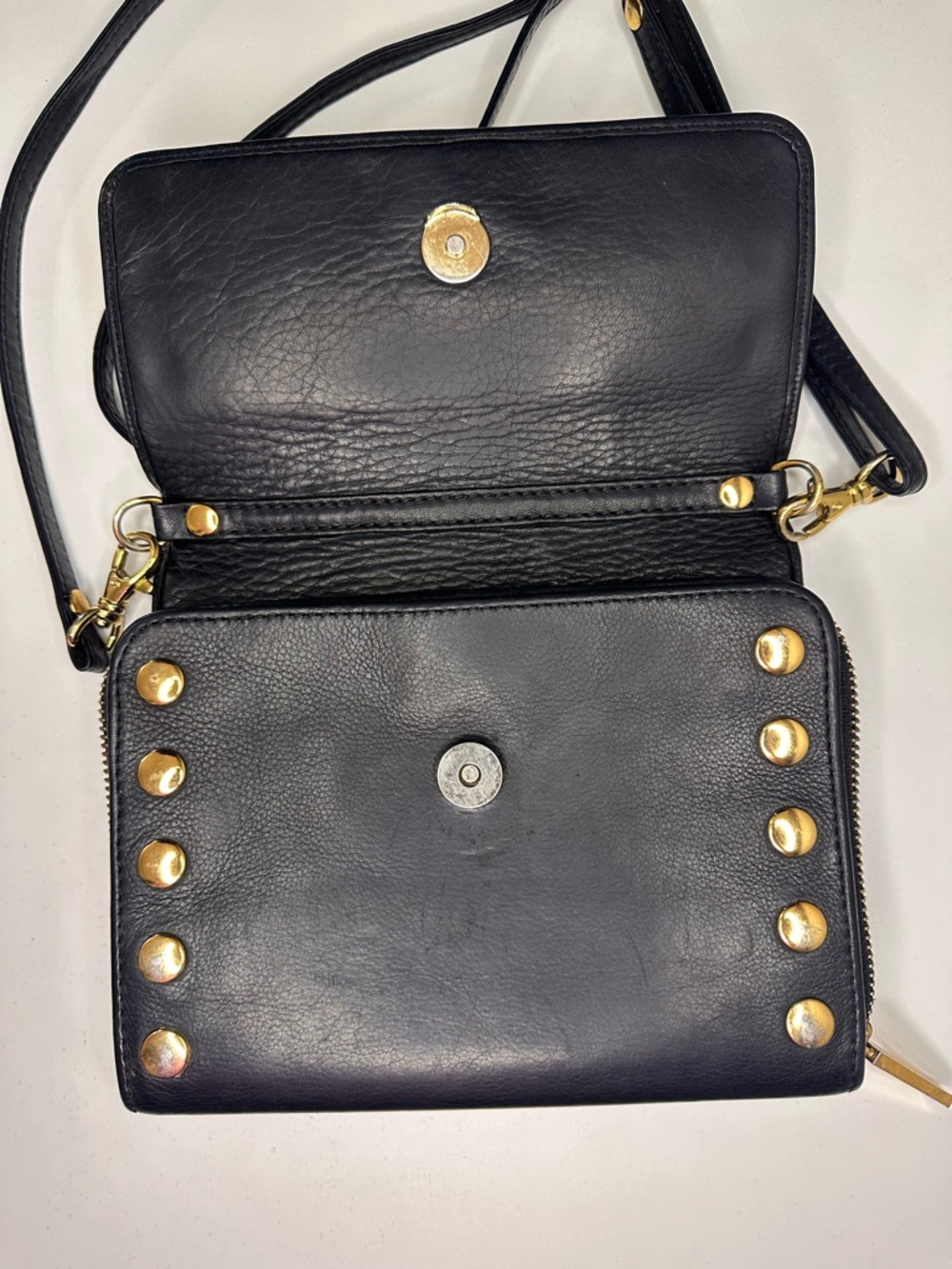 Hammitt Black Leather Crossbody Bag with Red Suede Interior Removable Strap - Picture 3 of 14